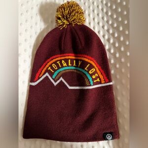 Neff Maroon Beanie with Rainbow Graphic